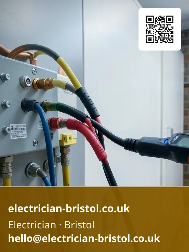 Insulation resistance tester's leads clipped across a distribution board's incoming terminals before energising