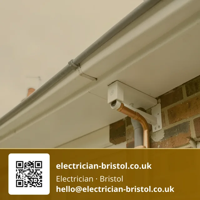 CCTV camera bracket being fixed to an external soffit board