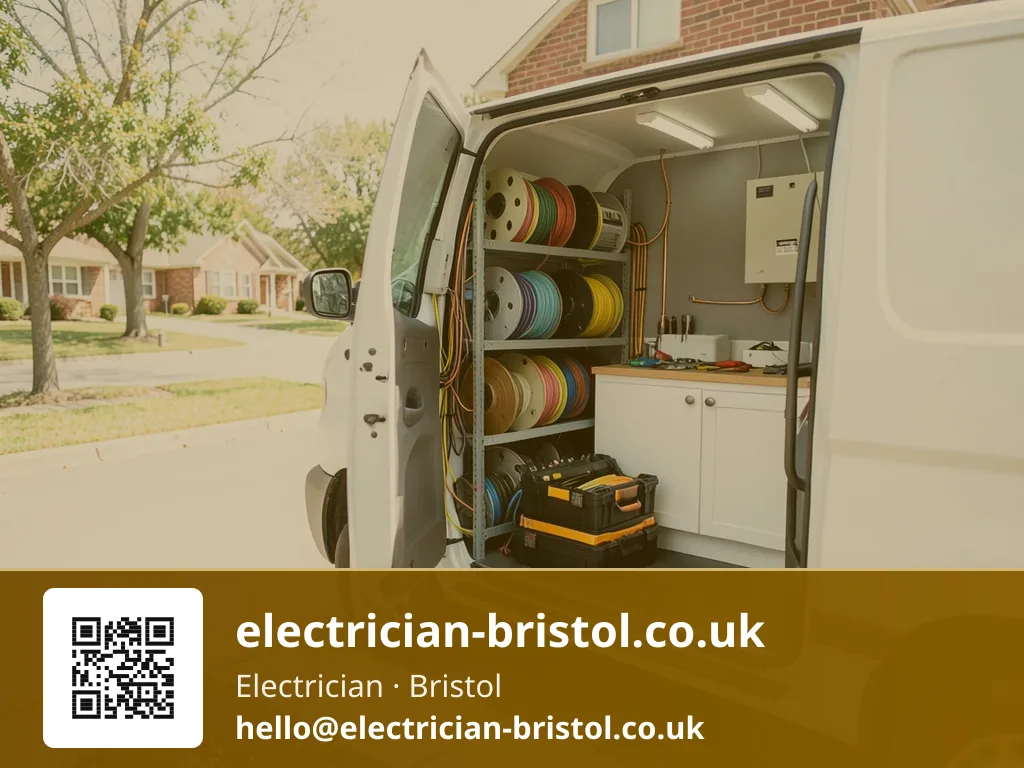 Open side door of a service van revealing shelved racking loaded with cable reels